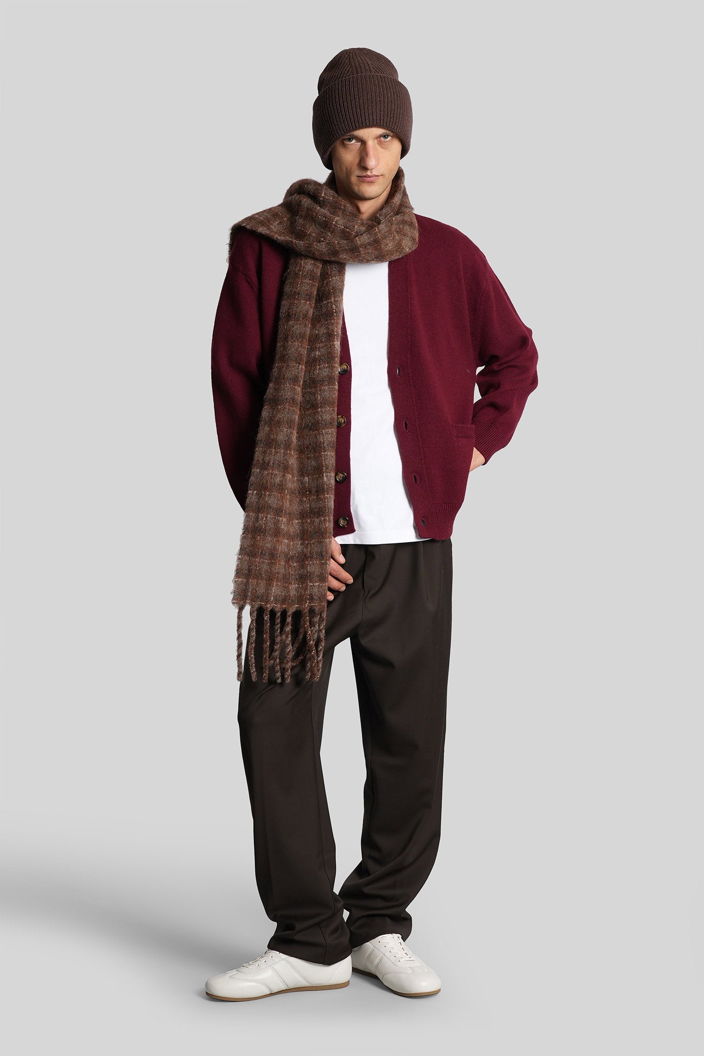 Cardigan in bordeaux wool Abbigliamento