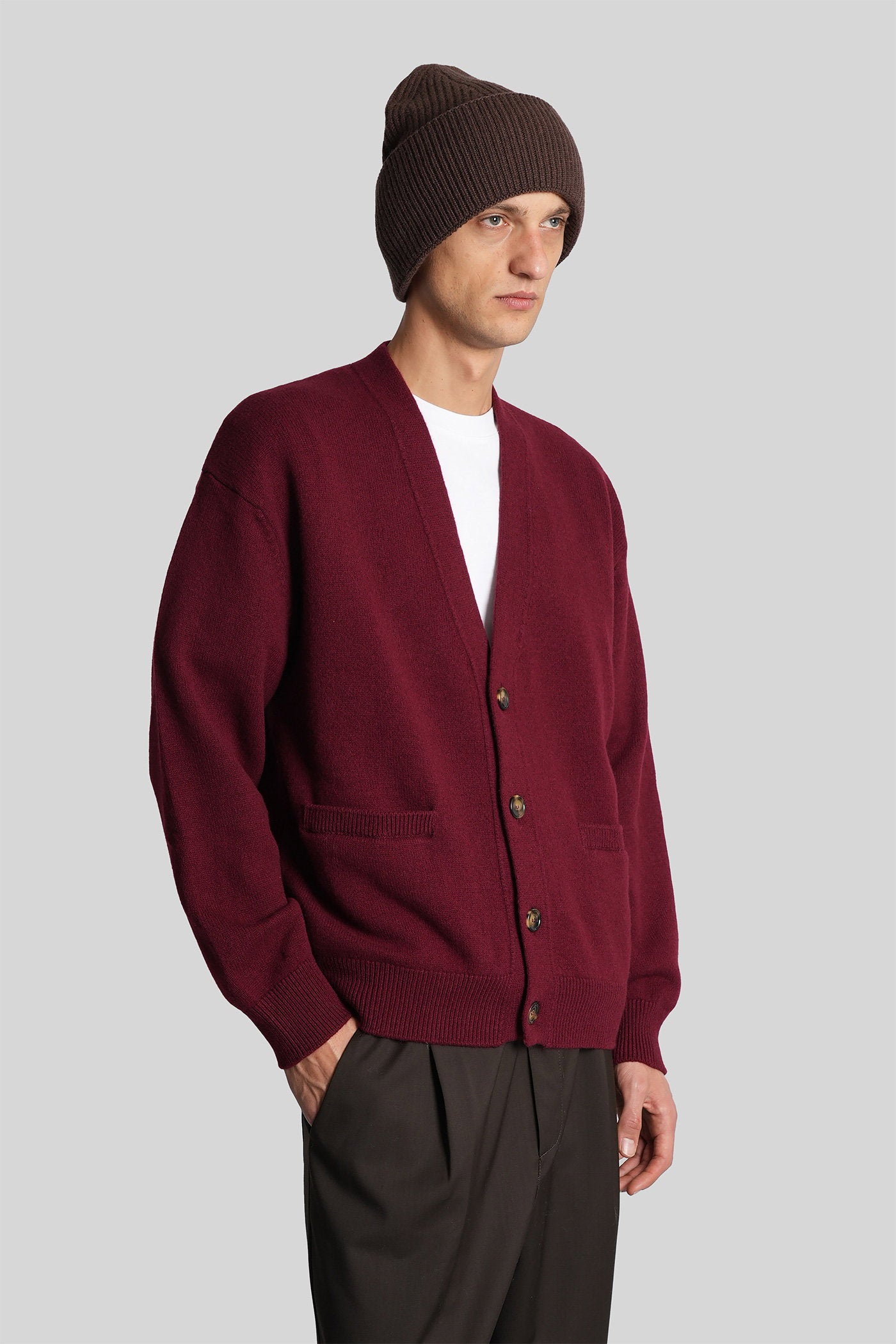 Cardigan in bordeaux wool Abbigliamento