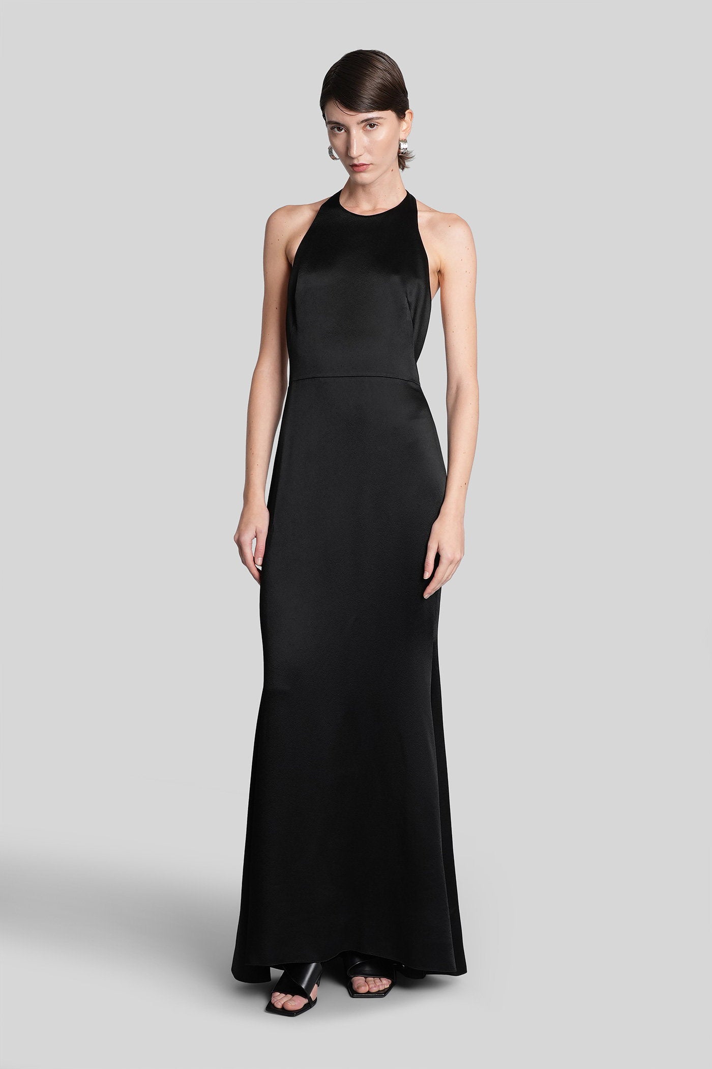 Long dress in black viscose Abbigliamento