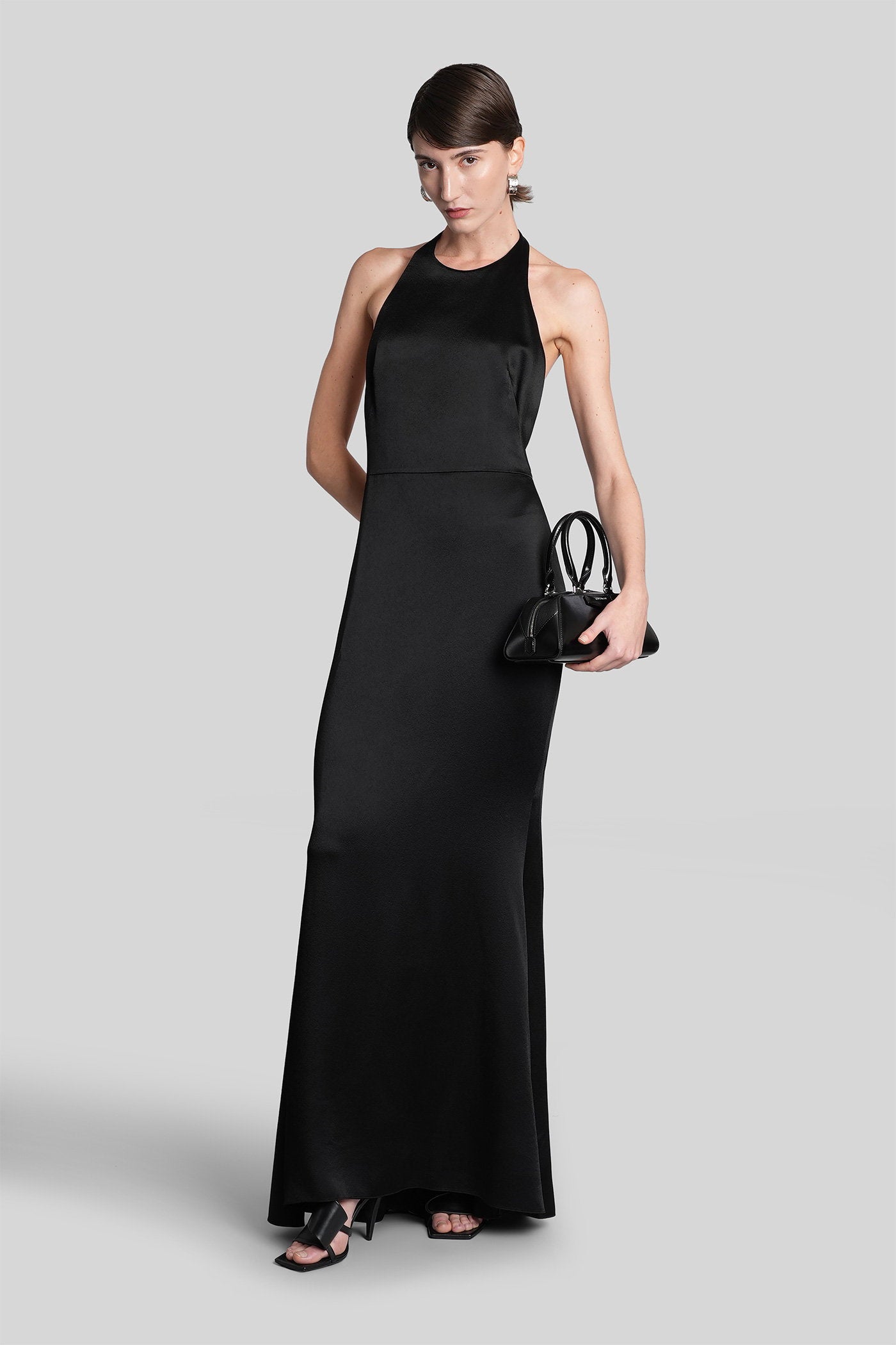 Long dress in black viscose Abbigliamento