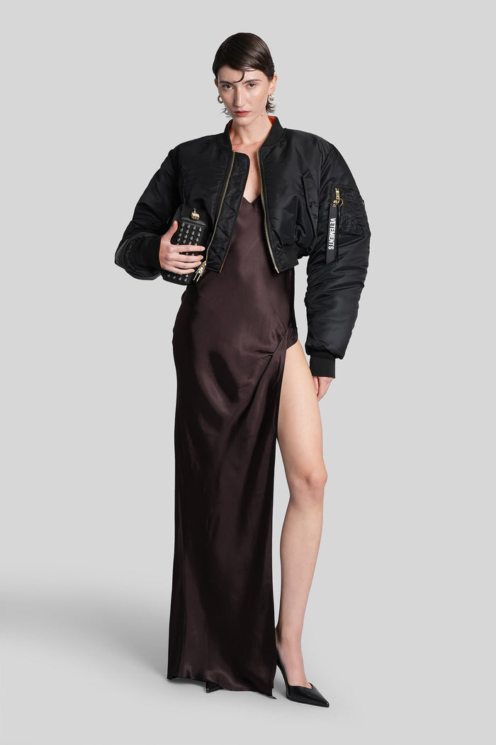 Long dress in brown viscose Abbigliamento