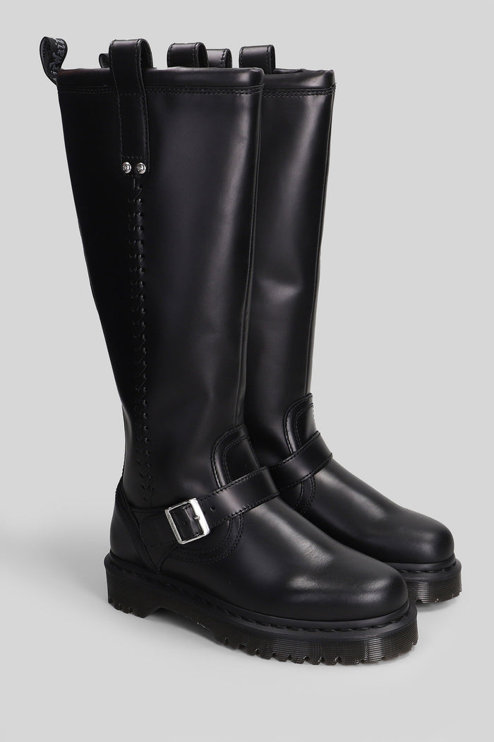 Anistone low heels boots in black leather Scarpe