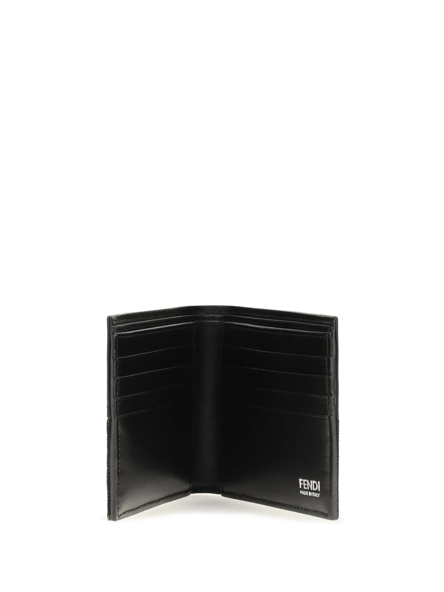 Bifold Wallet Ff Jacquard Black Leather Calf Umbrellas
