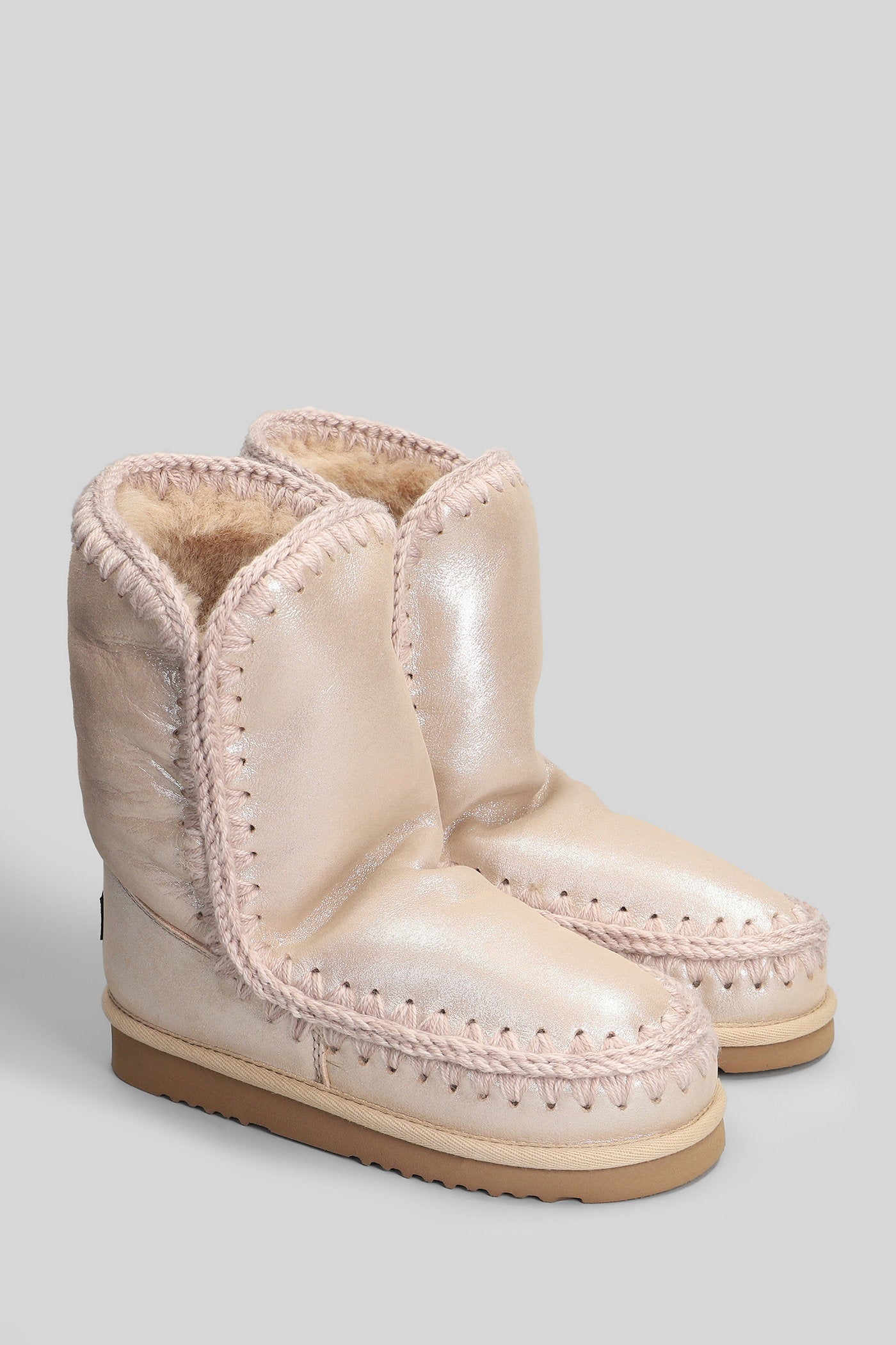 Eskimo 24 low heels Ankle boots in rose-pink glitter Scarpe