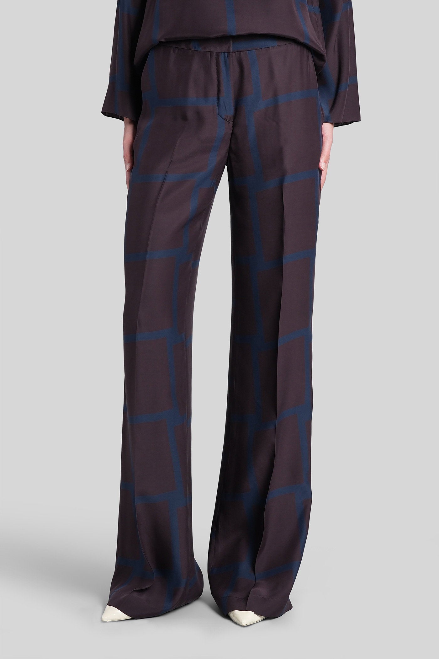 Valerie pant in bordeaux silk Abbigliamento