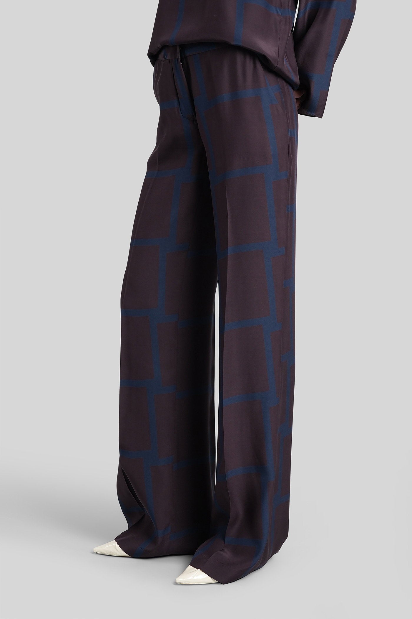 Valerie pant in bordeaux silk Abbigliamento