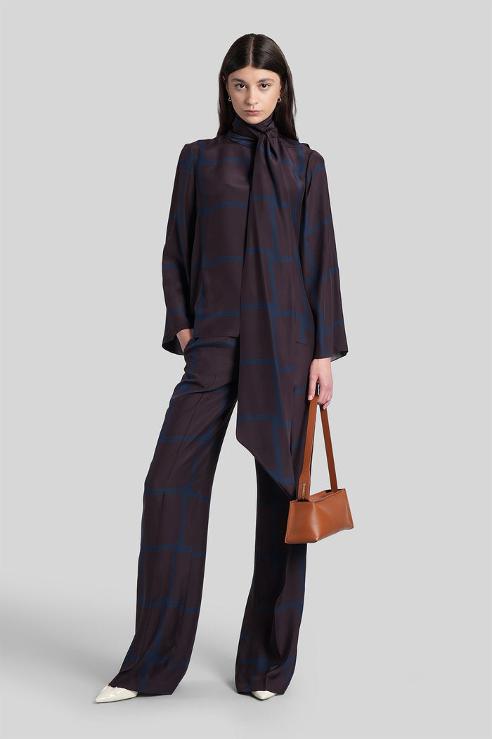 Antonia scarf Blouse in bordeaux silk Abbigliamento