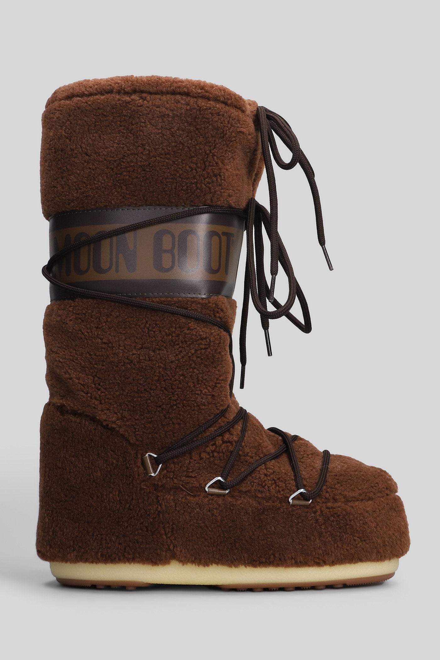 Mb icon fleece low heels boots in brown acrylic Scarpe