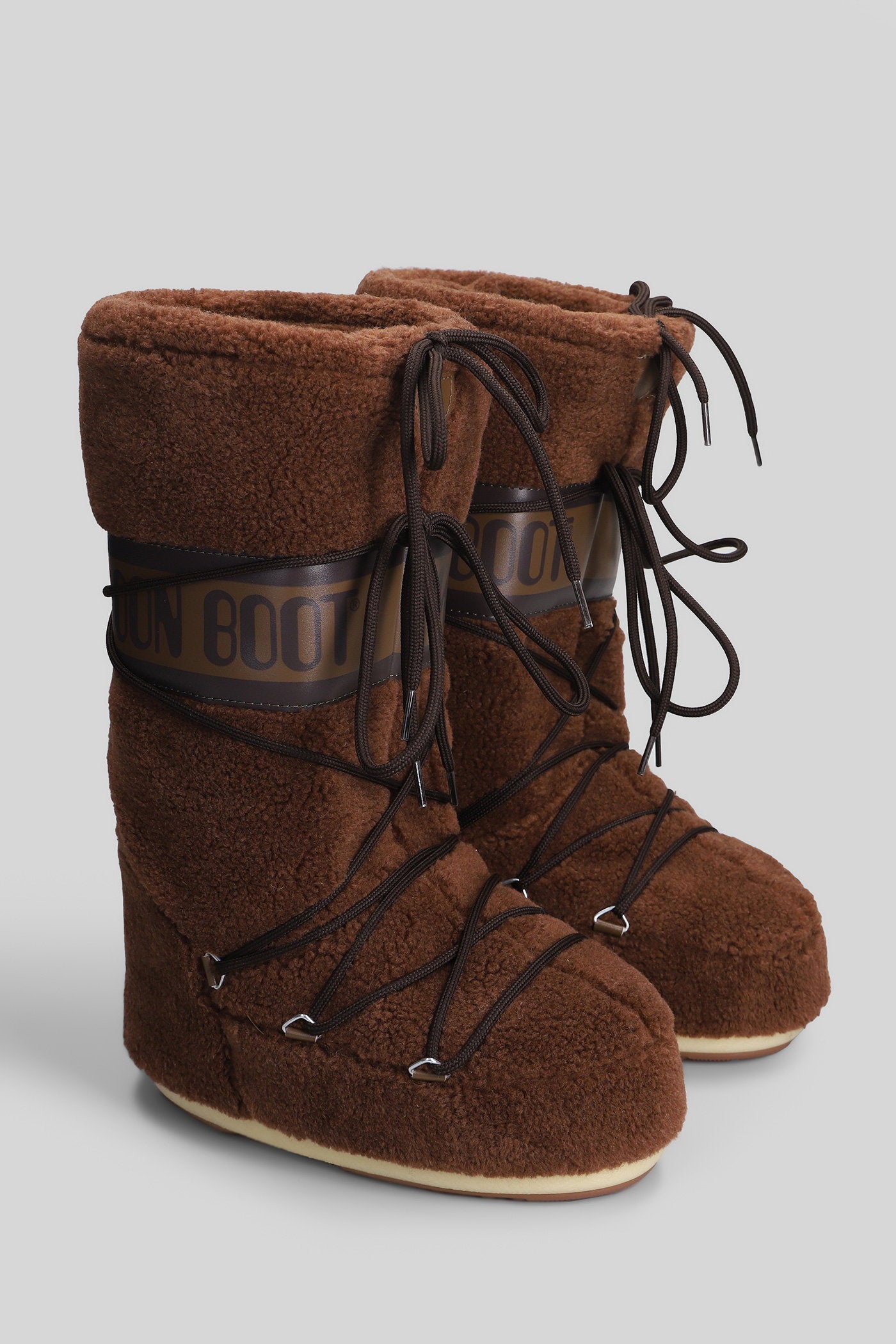 Mb icon fleece low heels boots in brown acrylic Scarpe