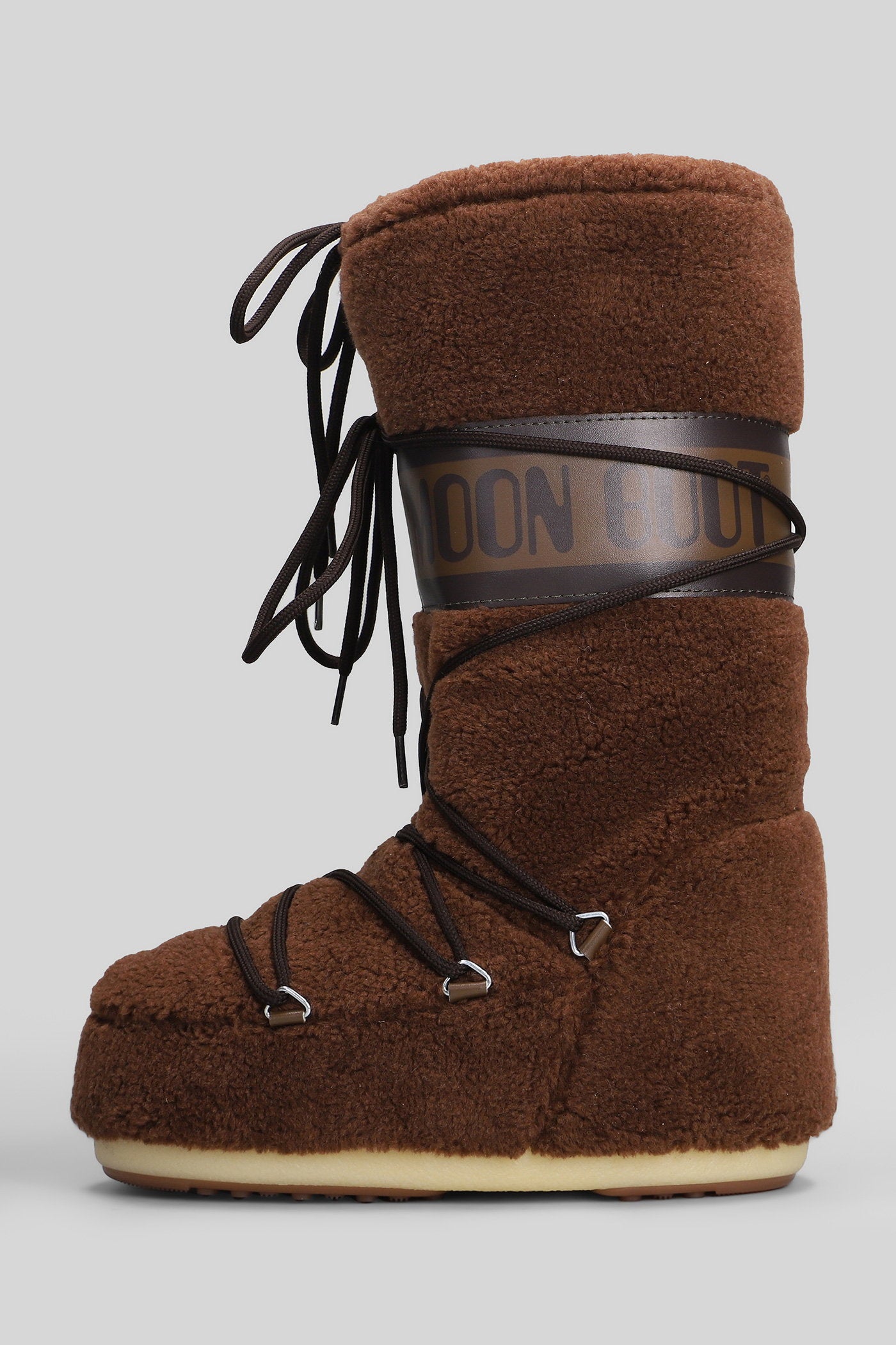 Mb icon fleece low heels boots in brown acrylic Scarpe