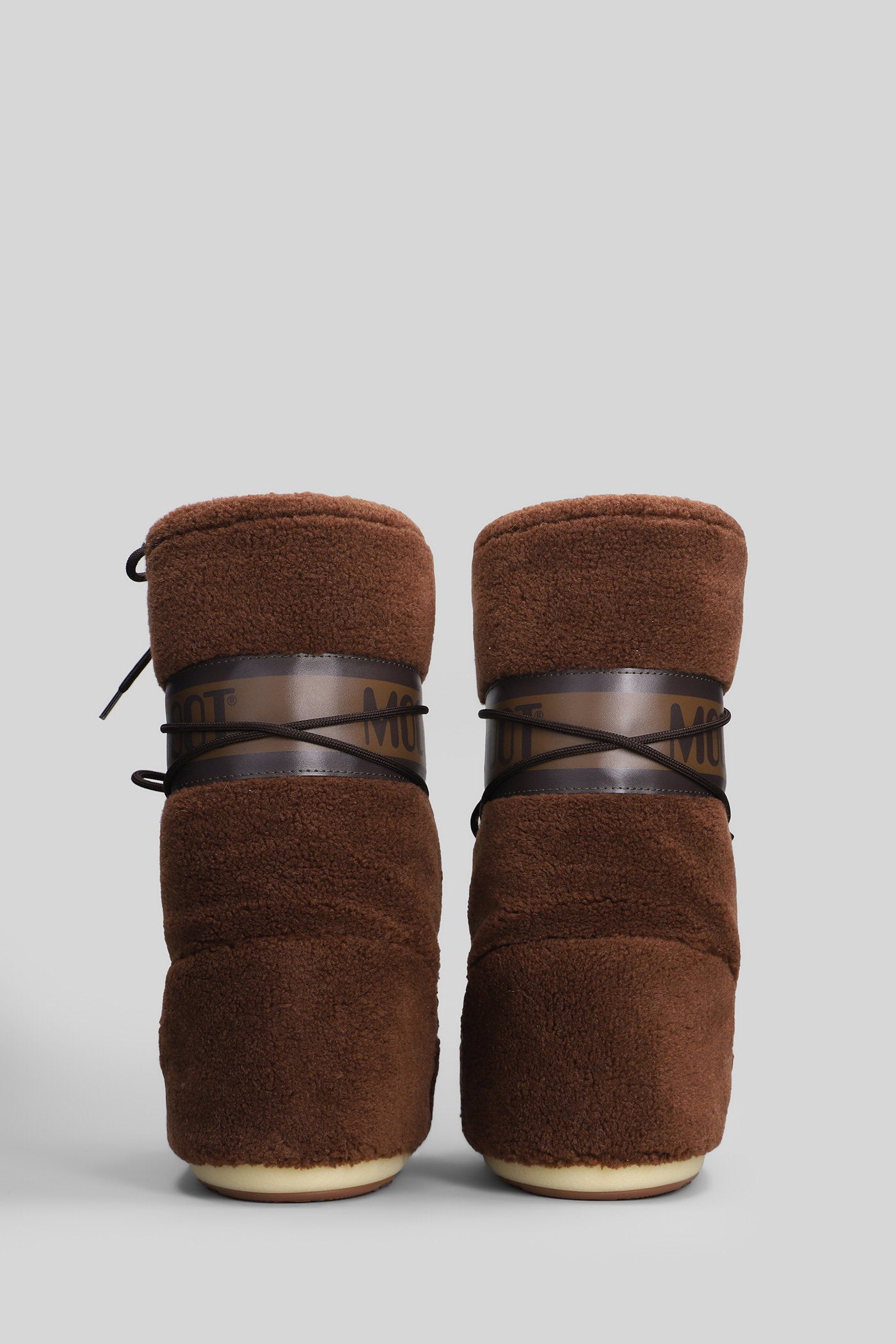 Mb icon fleece low heels boots in brown acrylic Scarpe
