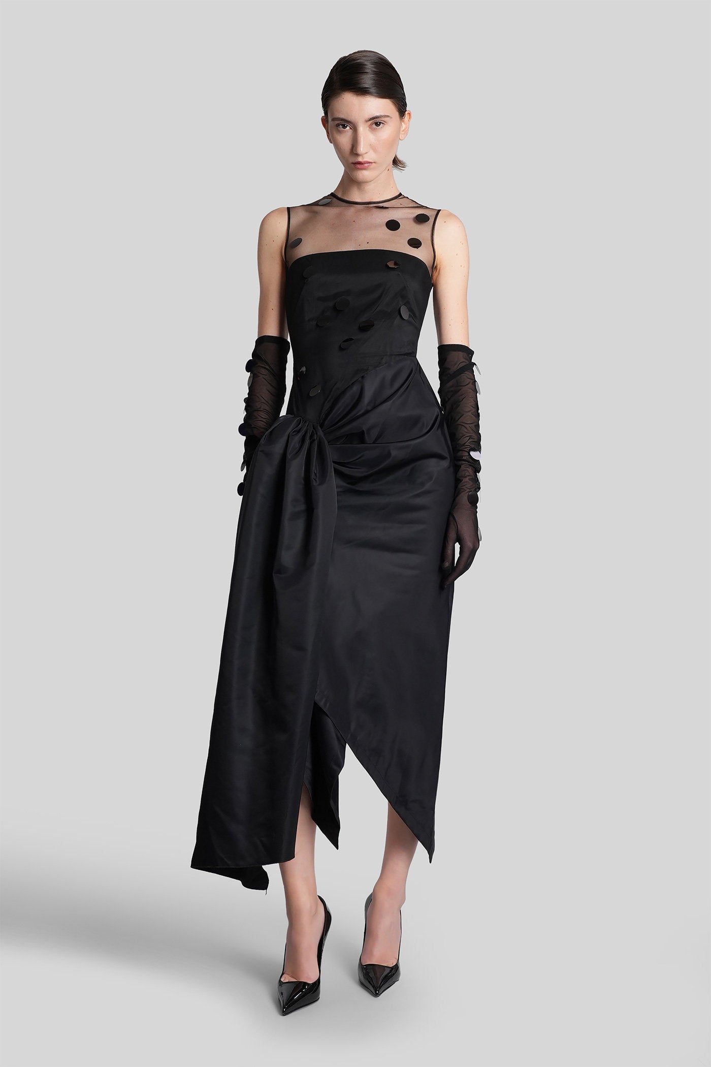 Long dress in black polyamide Abbigliamento