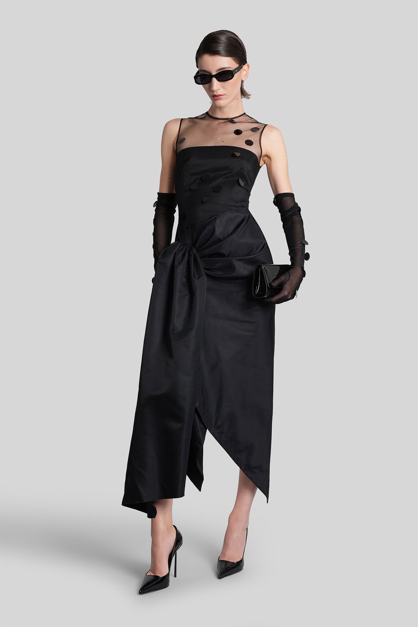 Long dress in black polyamide Abbigliamento