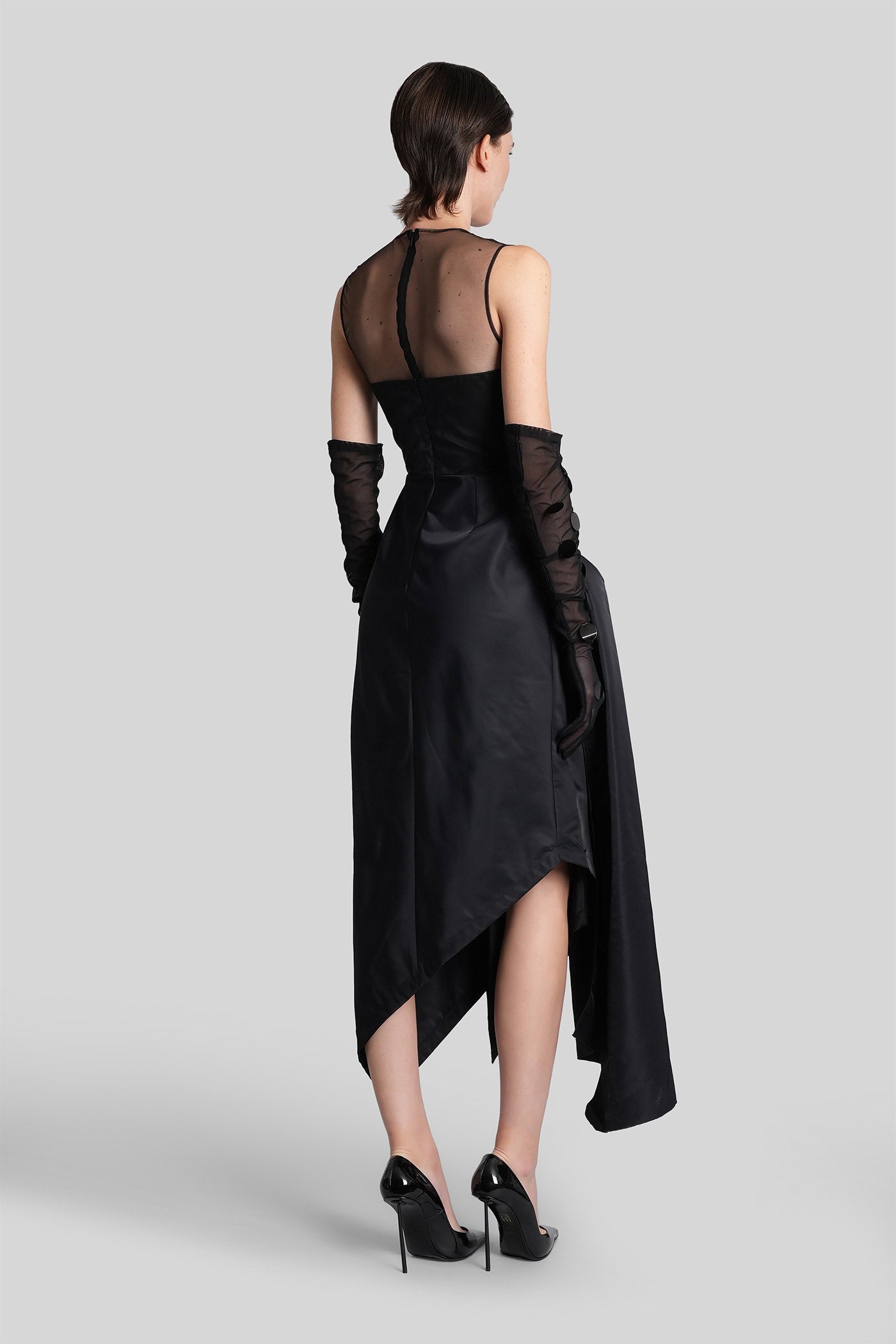 Long dress in black polyamide Abbigliamento