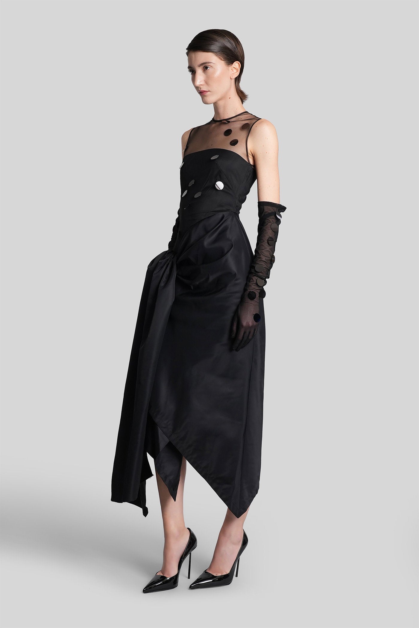 Long dress in black polyamide Abbigliamento
