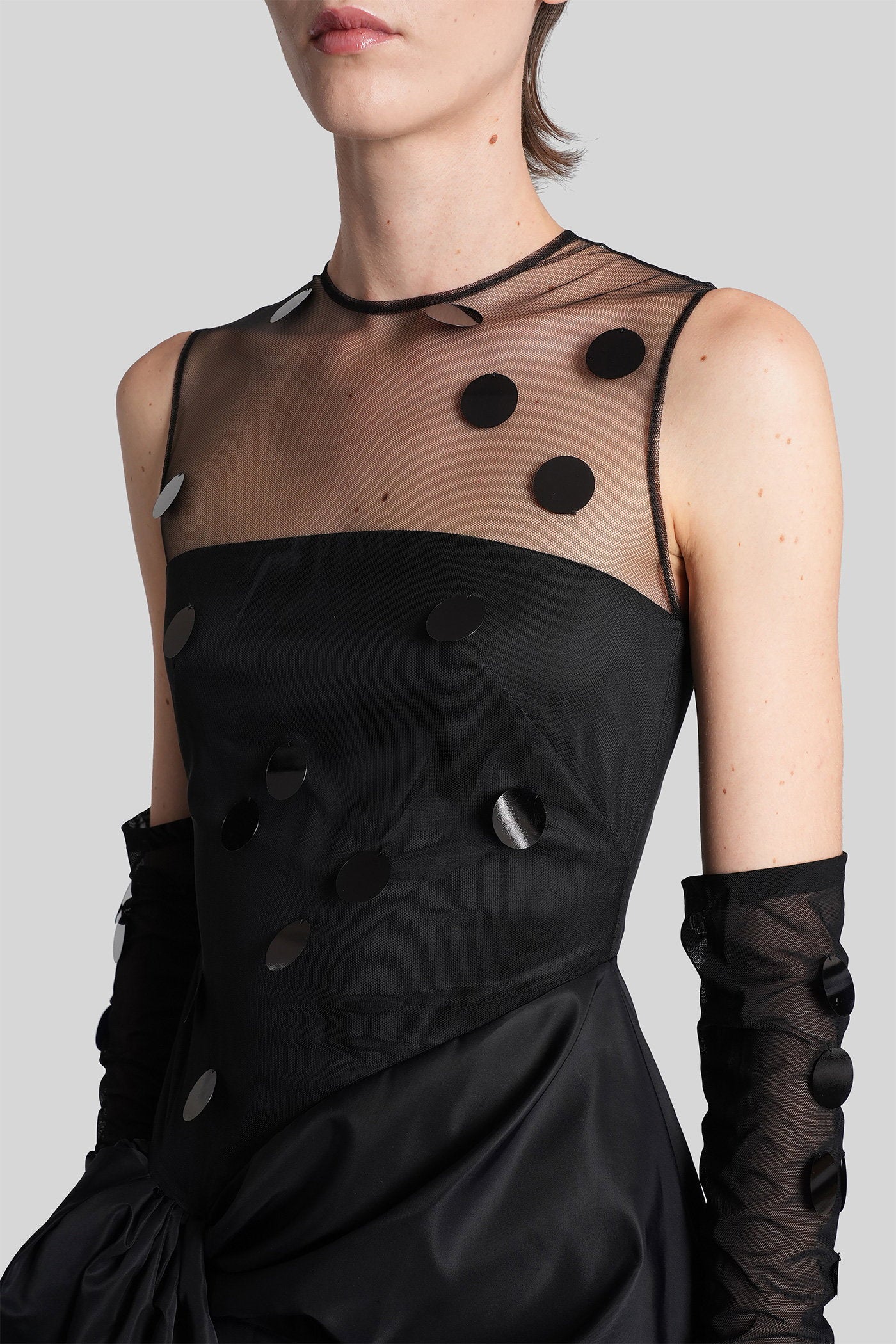 Long dress in black polyamide Abbigliamento