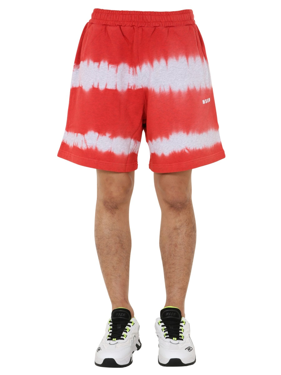 Bermuda With Coulisse Red Cotton Fleece Short