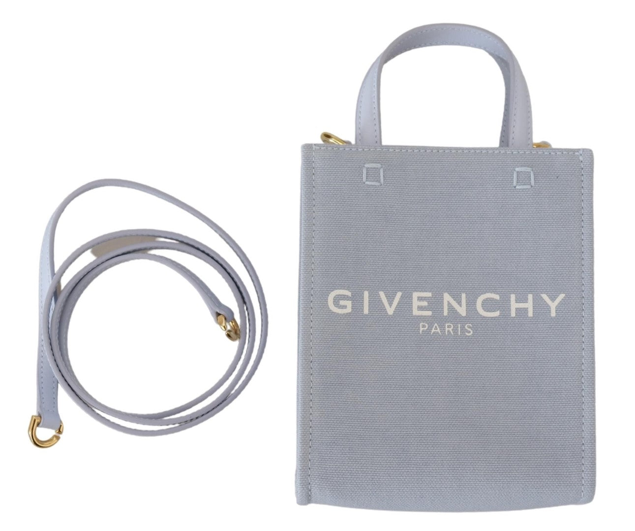 Blue Coated Canvas Vertical Cloud Mini Shoulder Bag Cotton