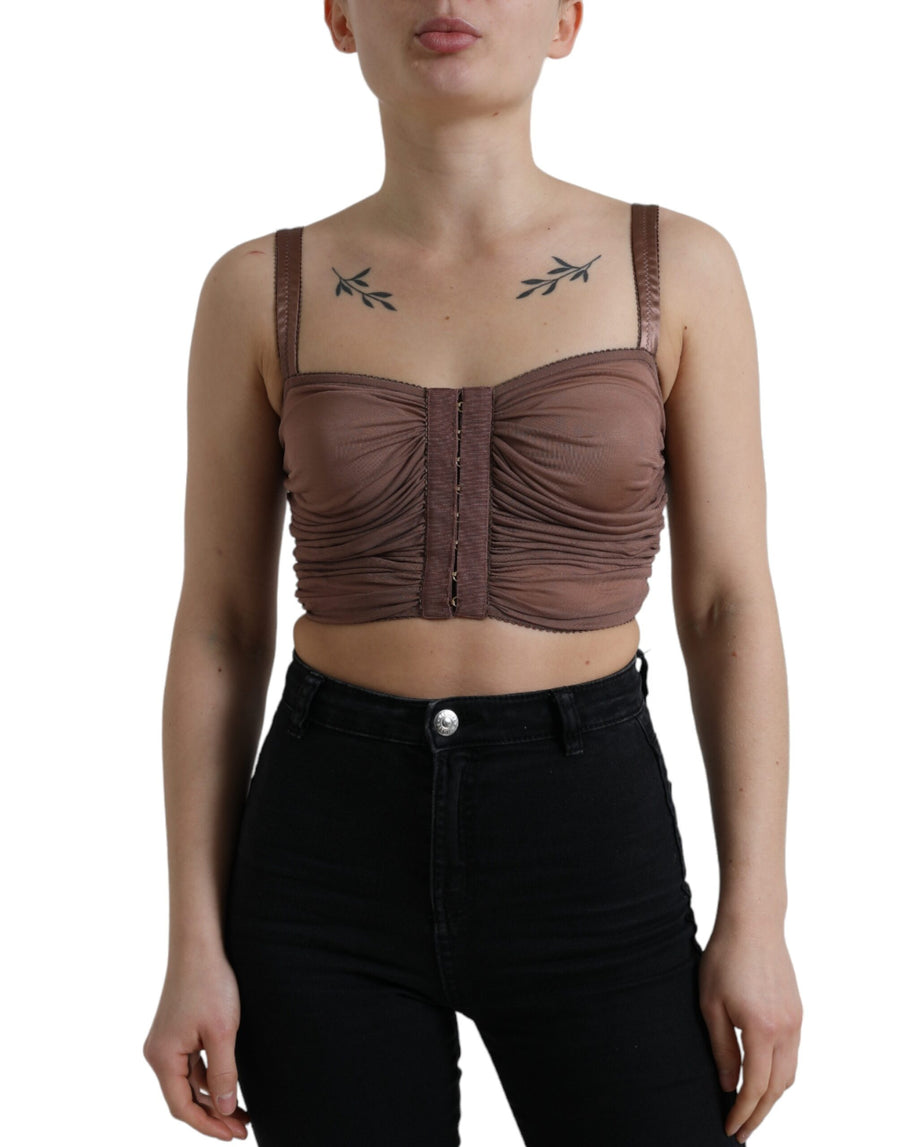 Dolce & Gabbana 90% Viscose bustier top in brown