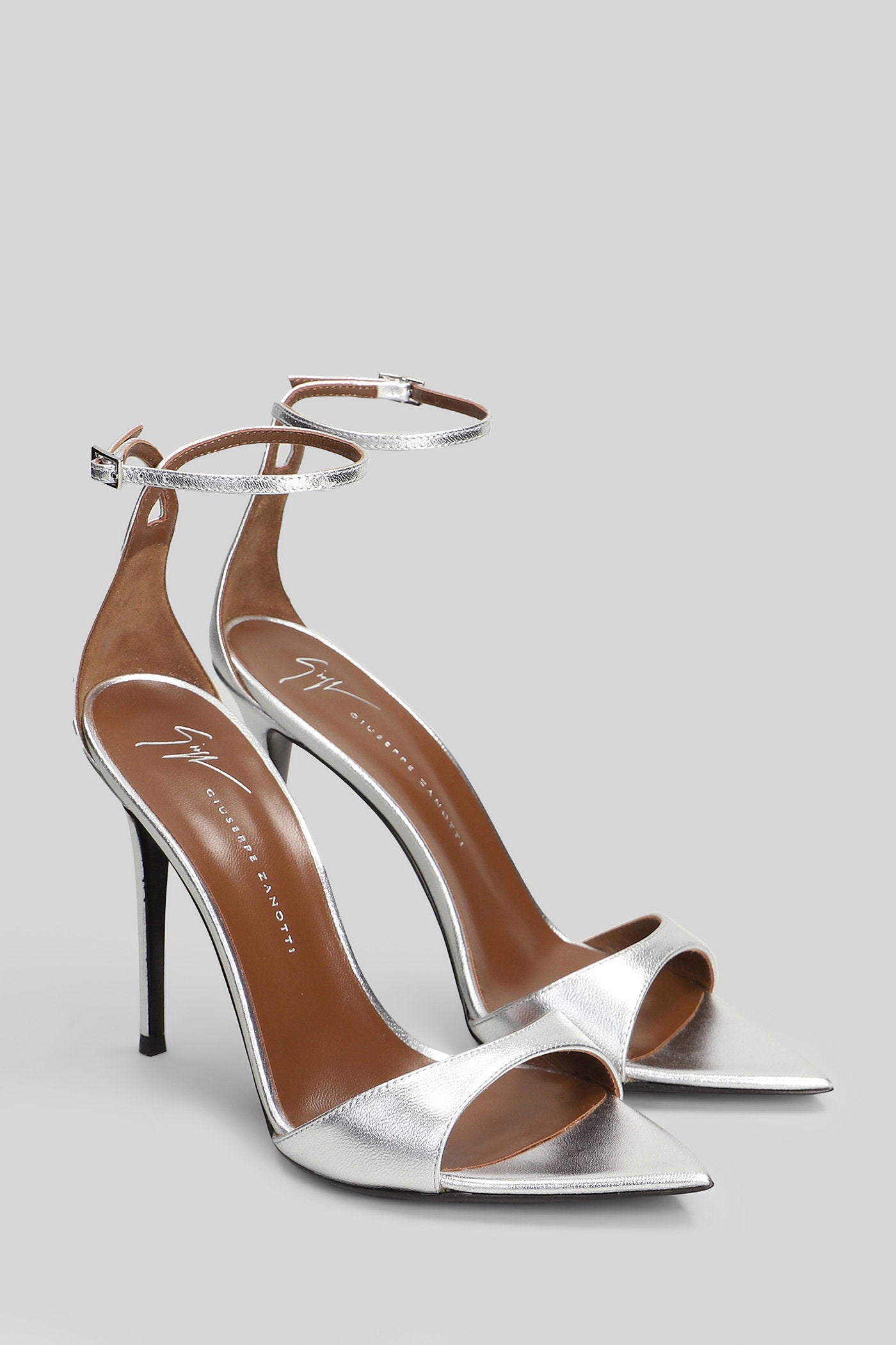 Intriigo strap 105 Sandals in silver leather Scarpe