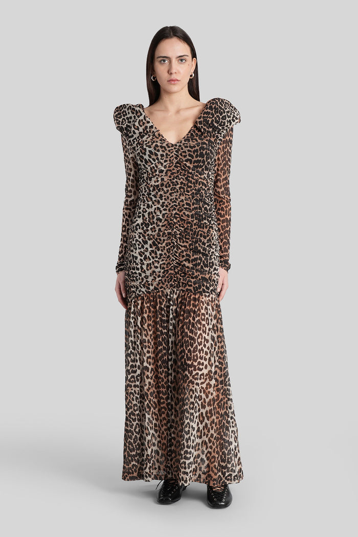 Long Dress In Animalier Polyester Abbigliamento