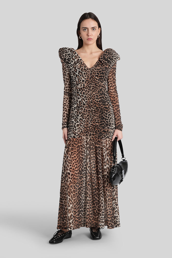 Long Dress In Animalier Polyester Abbigliamento