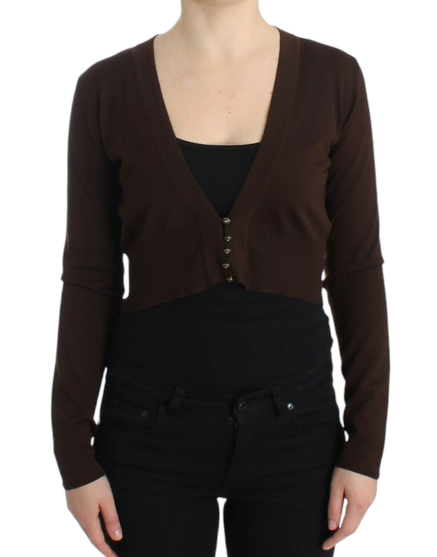Roberto Cavalli 100% Virgin Wool cardigan in brown