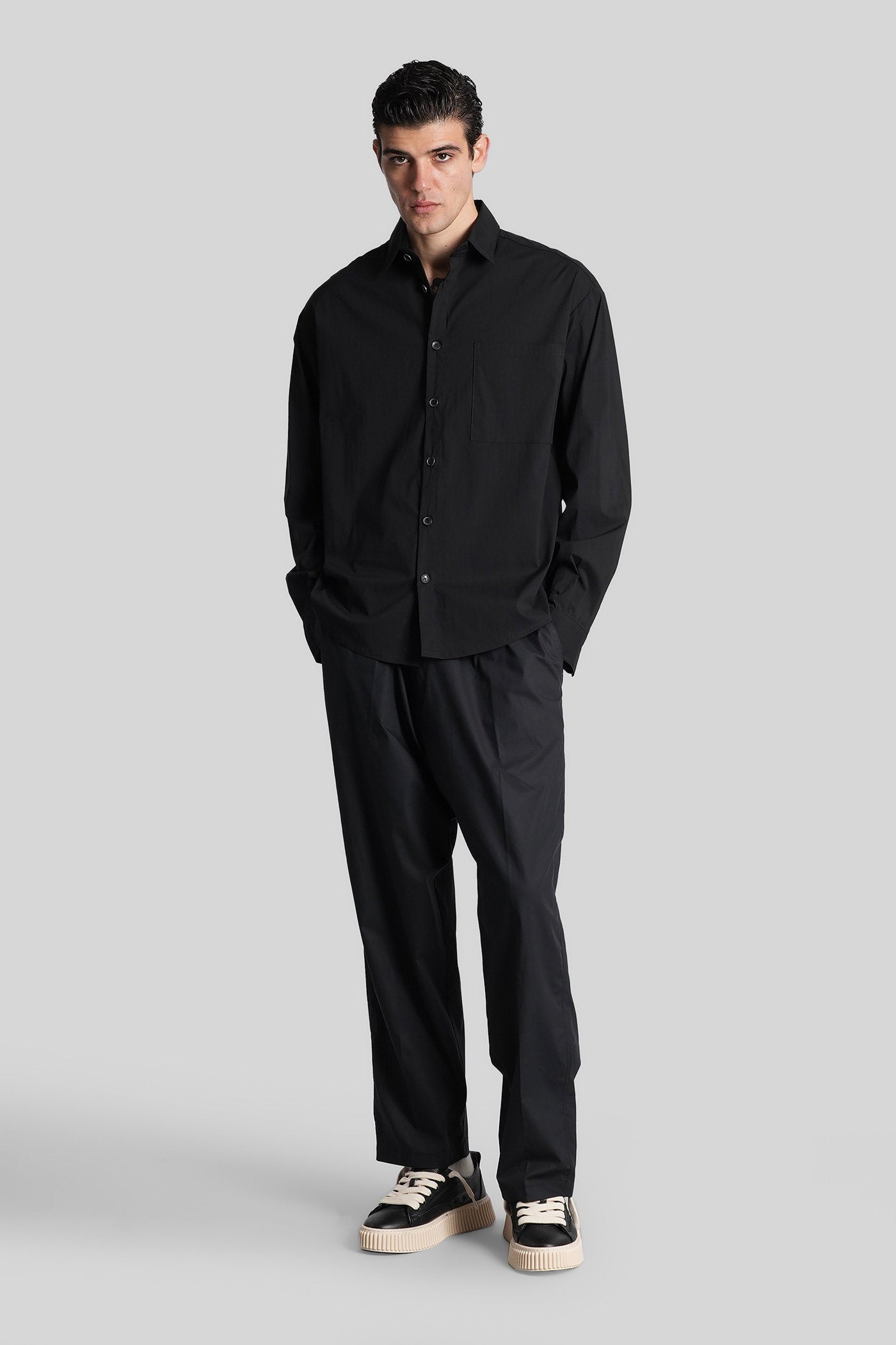 Pants in black cotton Abbigliamento