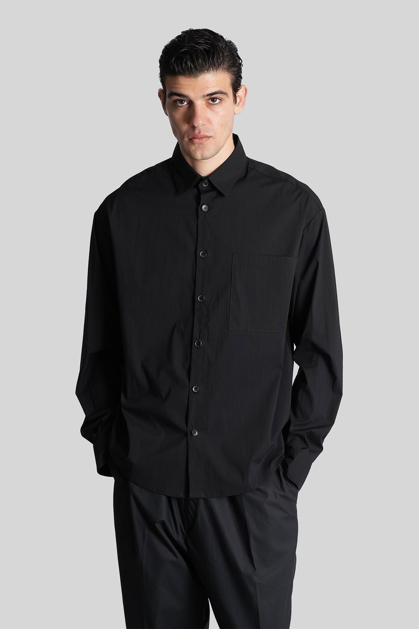Shirt in black cotton Abbigliamento