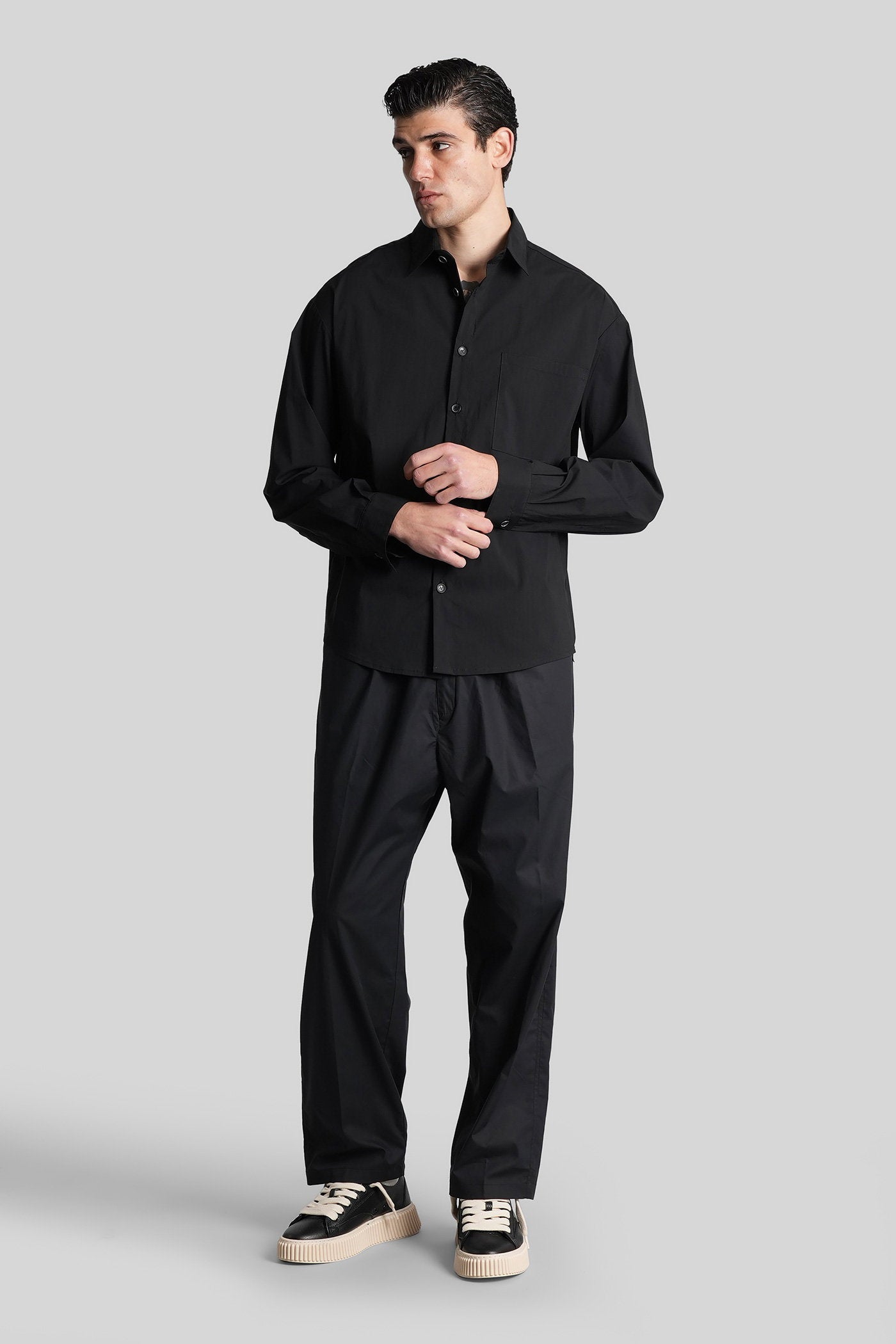 Shirt in black cotton Abbigliamento