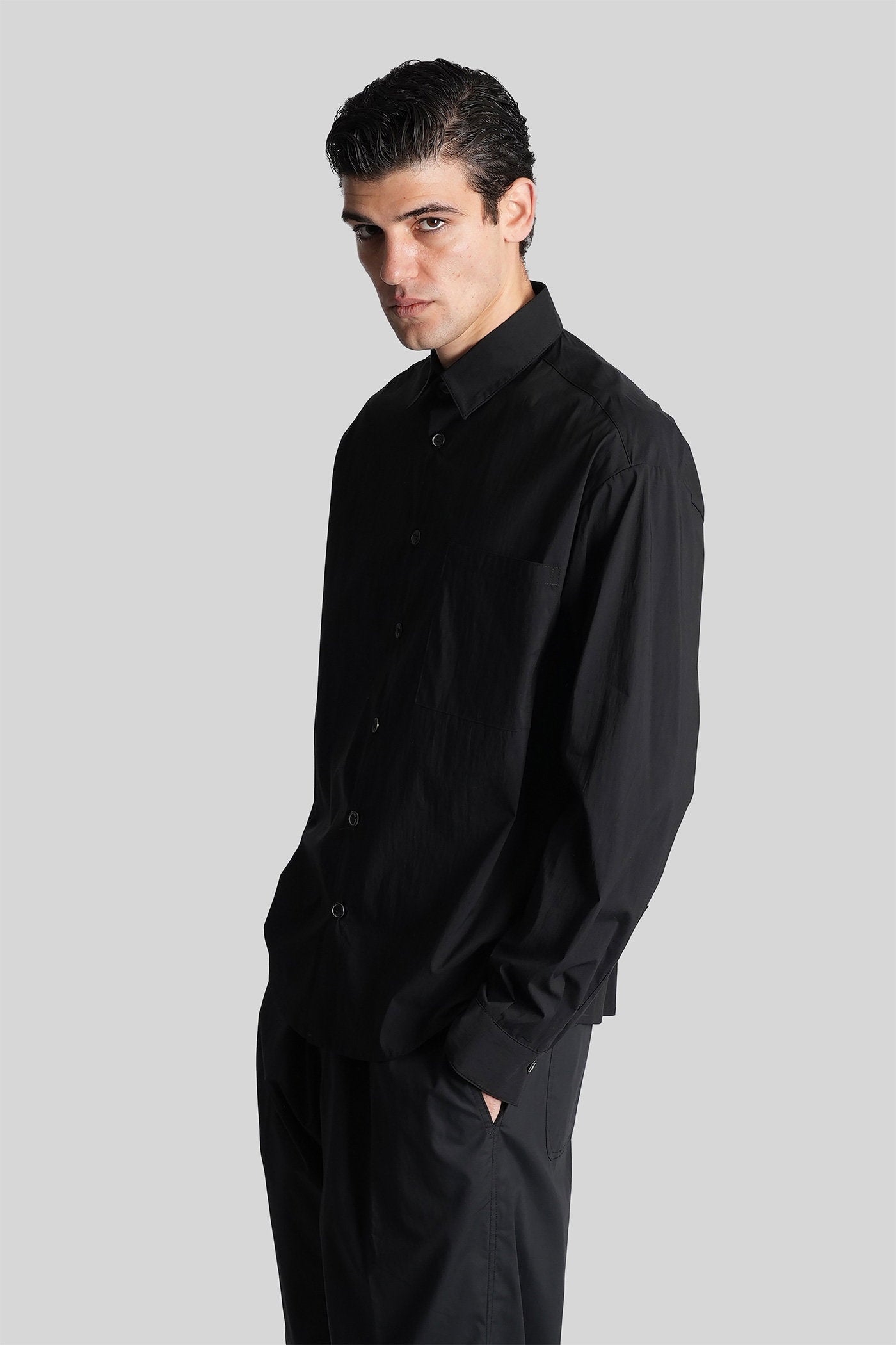 Shirt in black cotton Abbigliamento