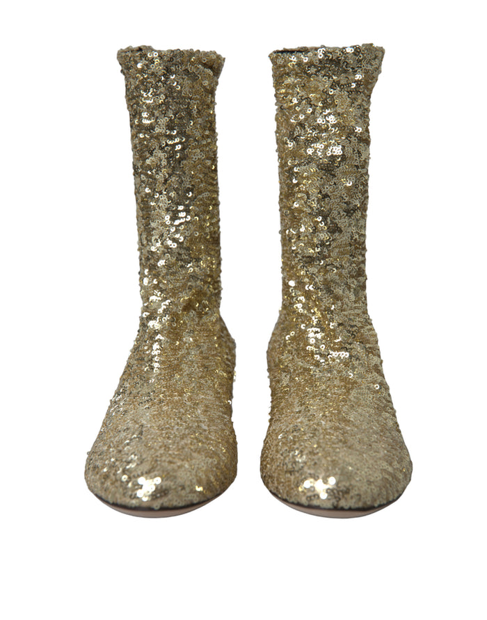 Dolce & Gabbana 91% Polyester boot in gold — view 2