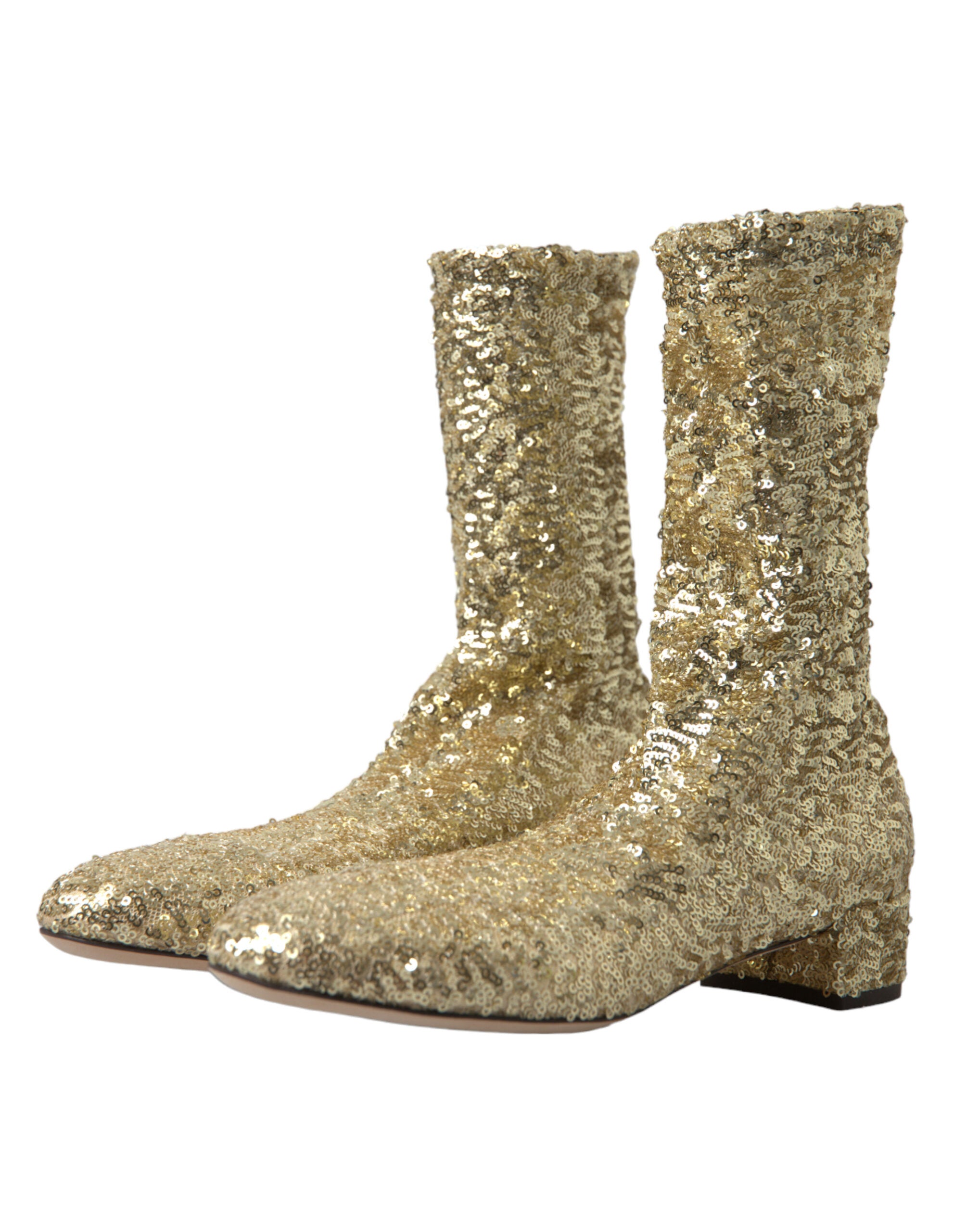 Dolce & Gabbana 91% Polyester boot in gold — view 3