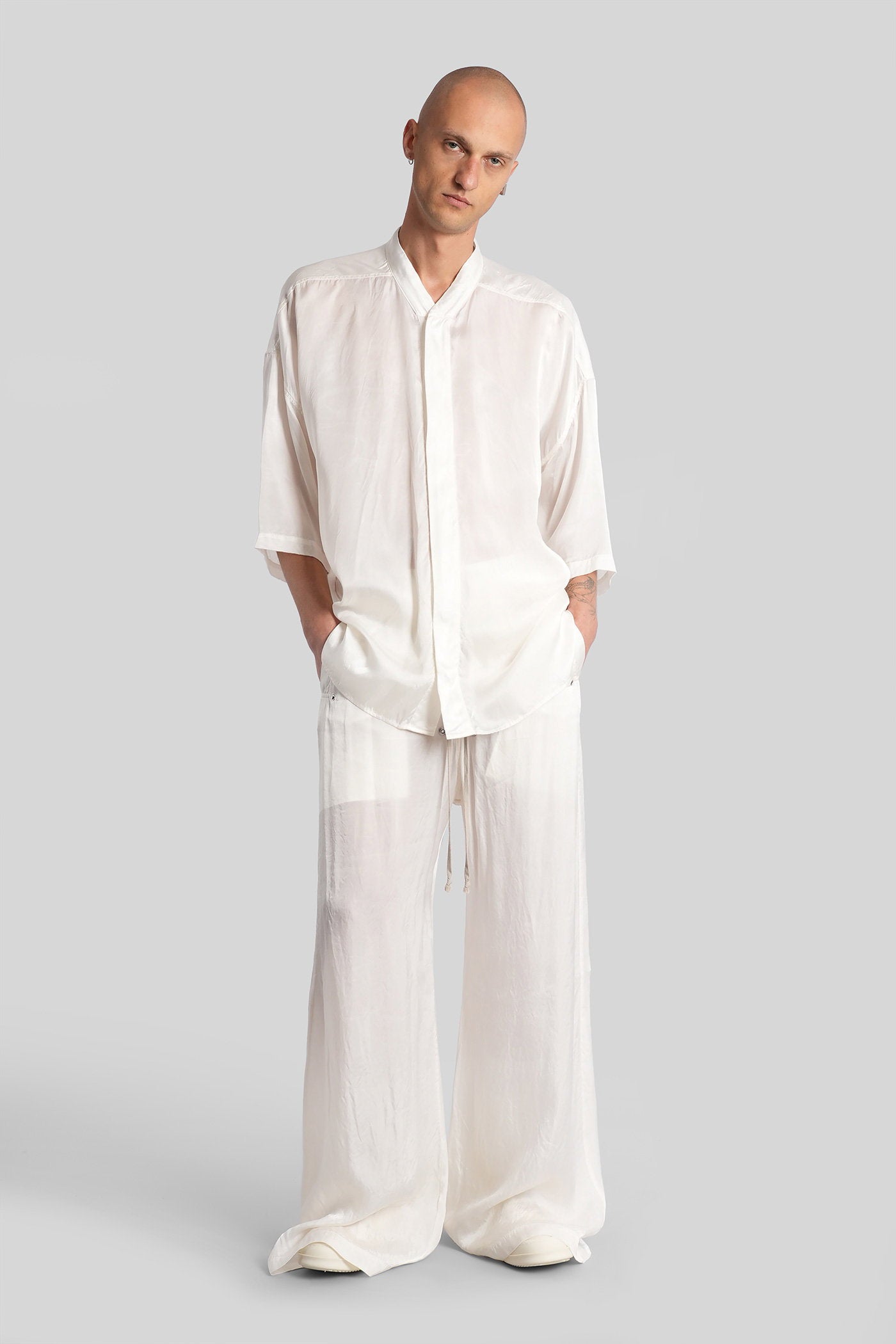 Wide bela pants in white polyamide polyester Abbigliamento