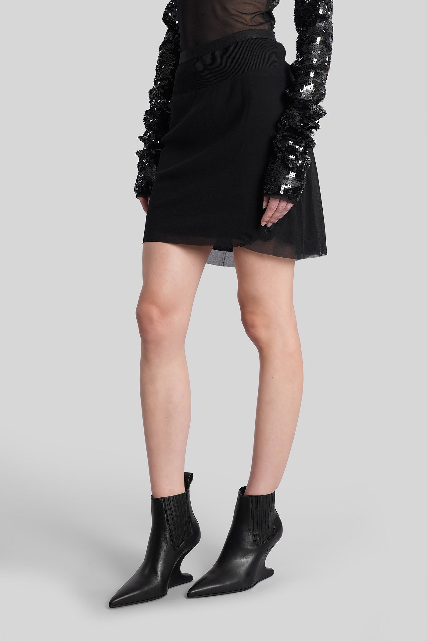 Short bias skirt in black silk Abbigliamento