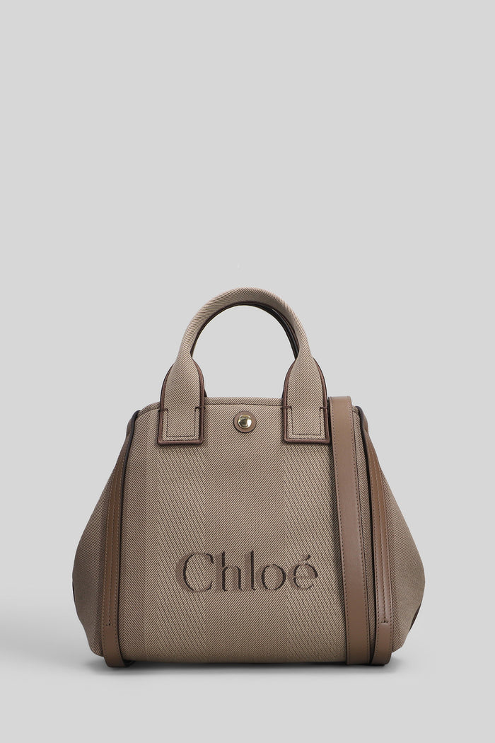 Carry Tote in taupe cotton Borse
