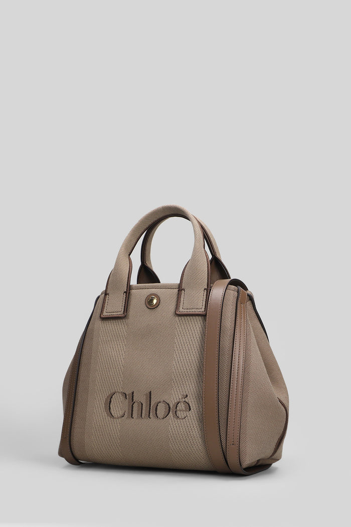 Carry Tote in taupe cotton Borse