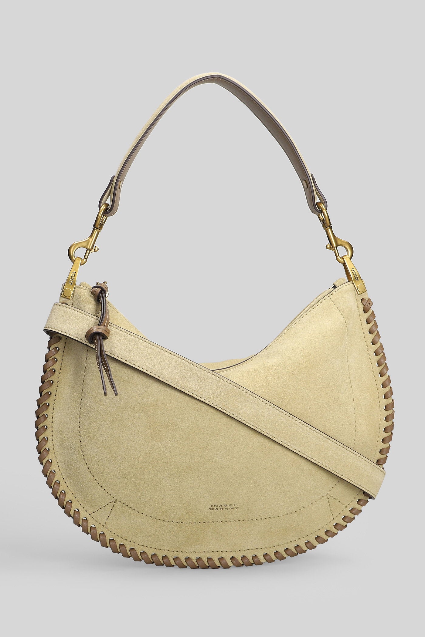 Oskan soft zip Shoulder bag in beige suede Borse