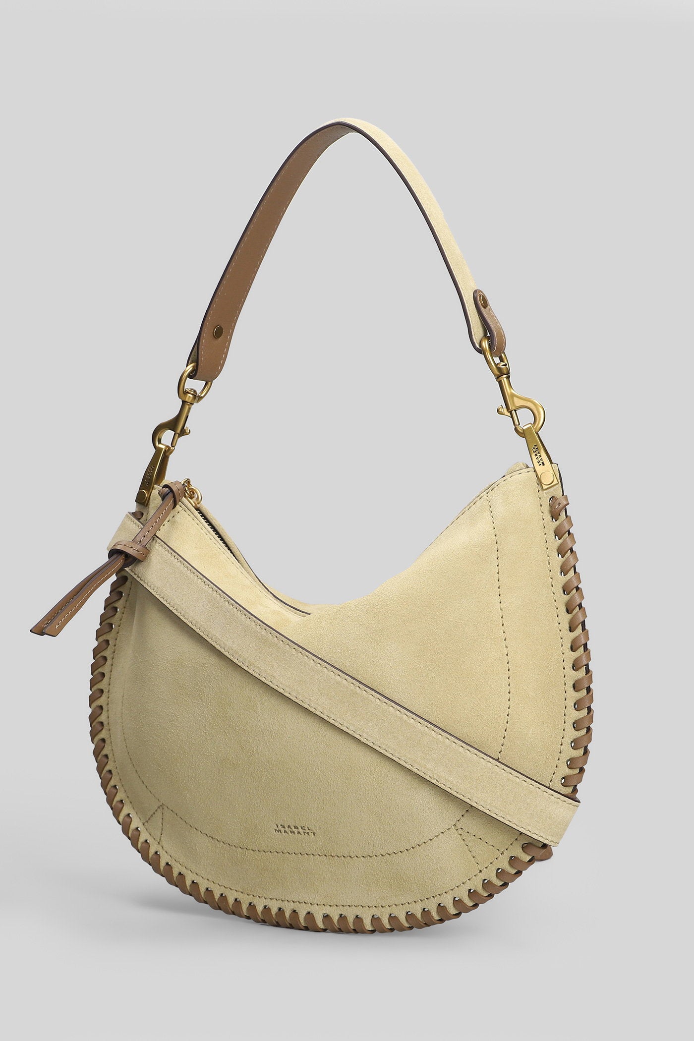 Oskan soft zip Shoulder bag in beige suede Borse
