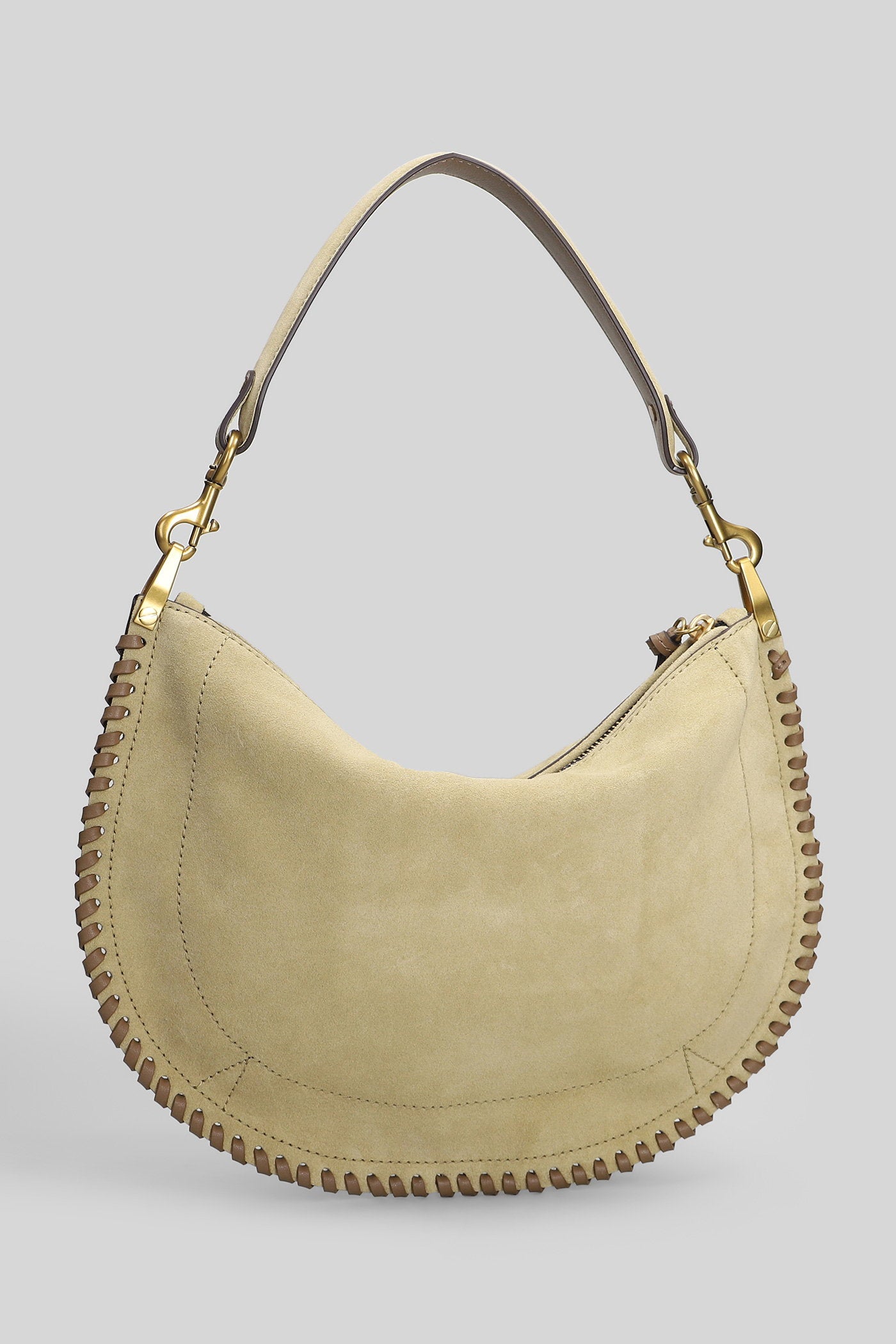 Oskan soft zip Shoulder bag in beige suede Borse