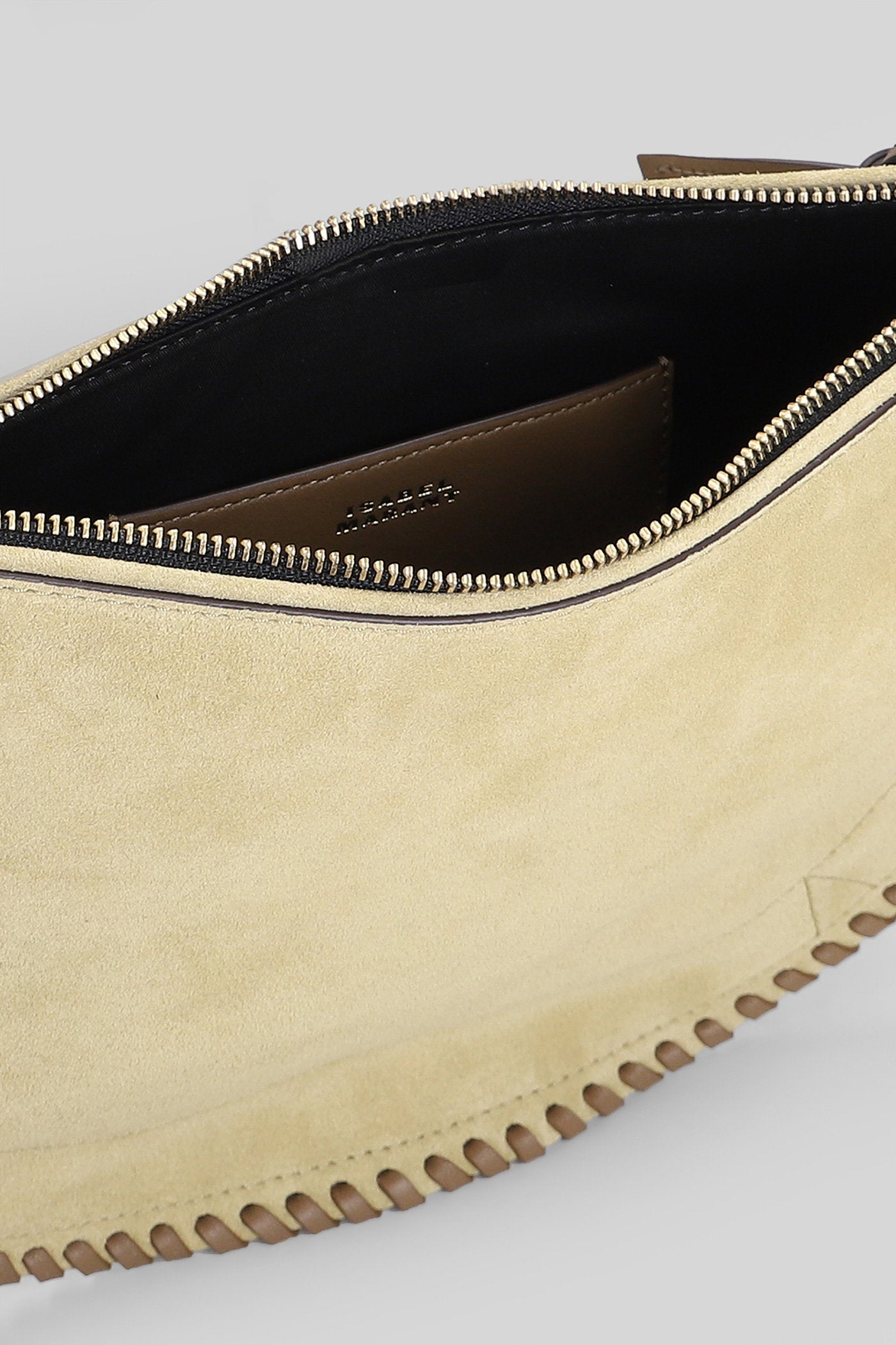 Oskan soft zip Shoulder bag in beige suede Borse