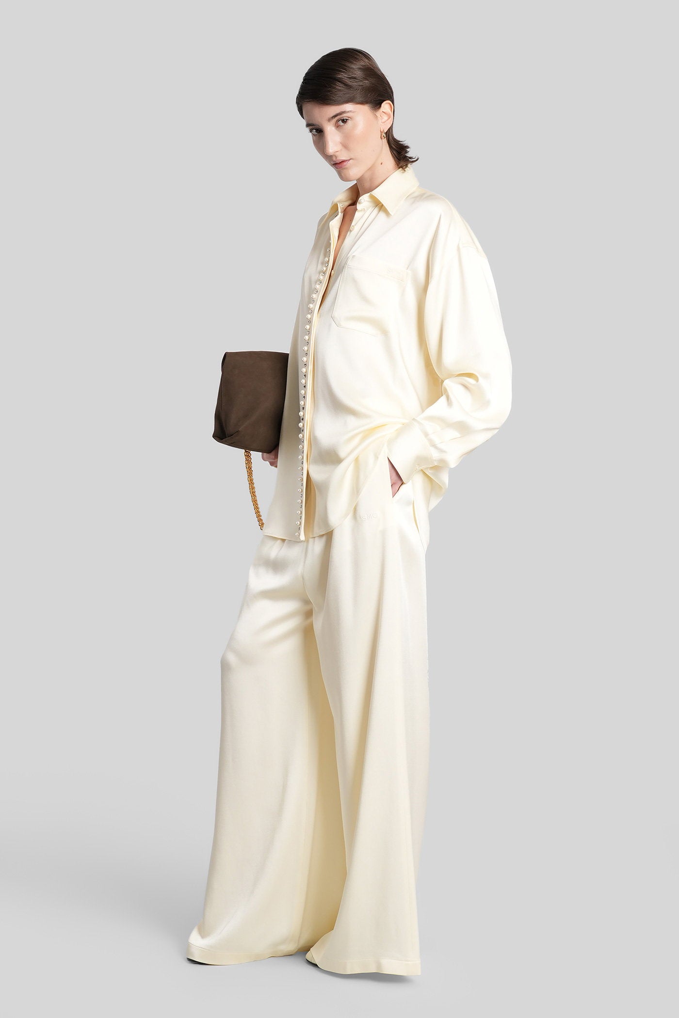 Pants in beige acetate Abbigliamento
