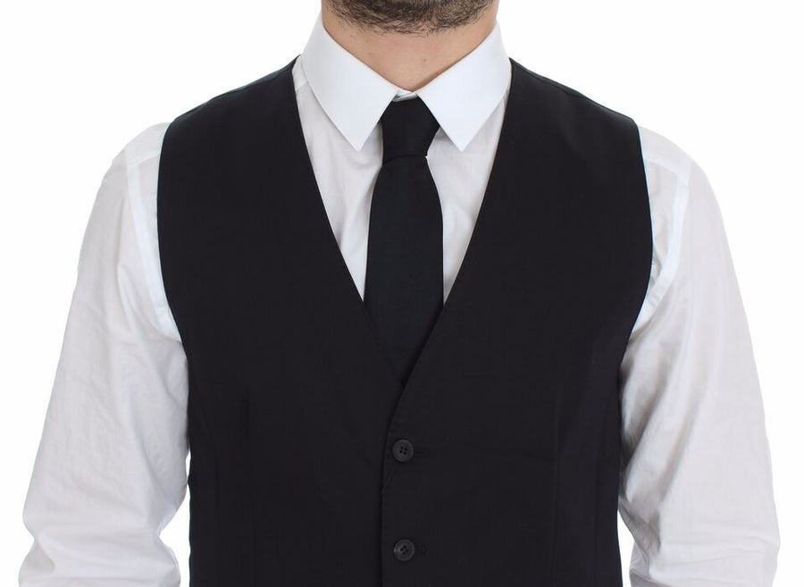 Blue Cotton Stretch Dress Vest Blazer