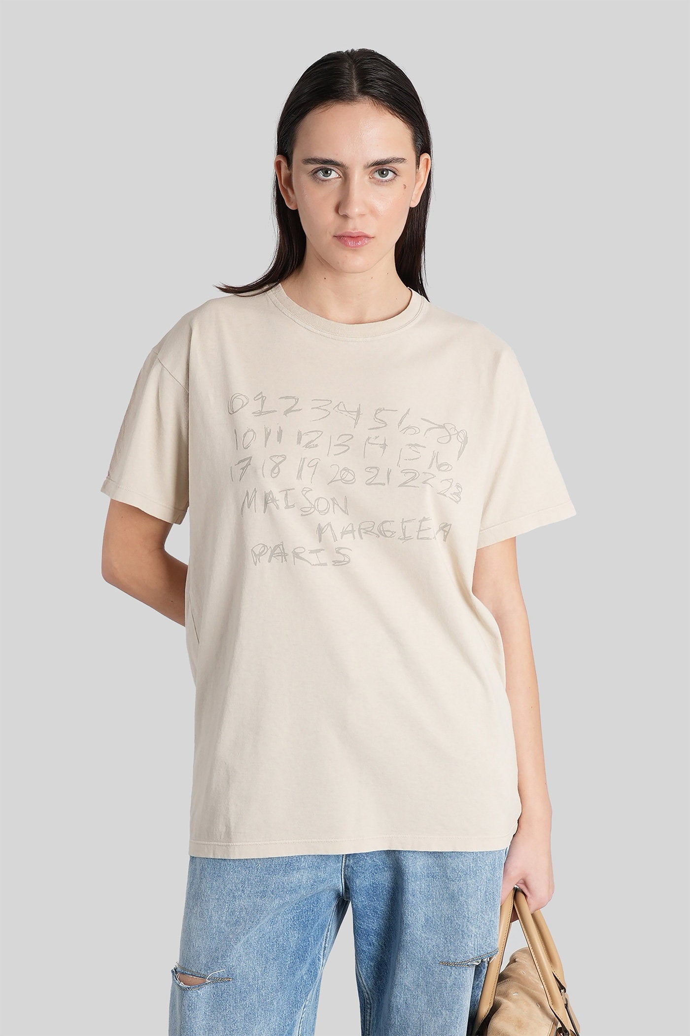 T-Shirt in beige cotton Abbigliamento
