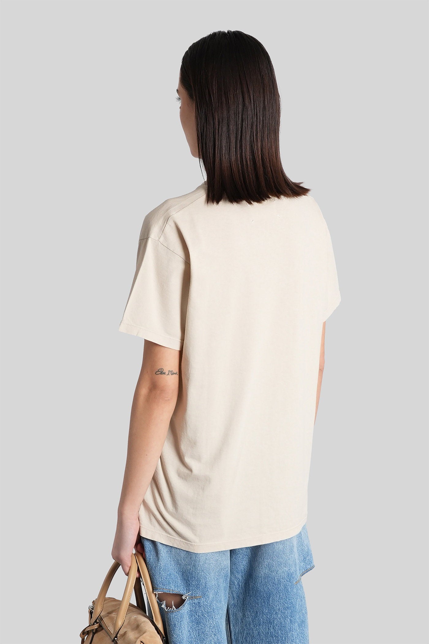T-Shirt in beige cotton Abbigliamento