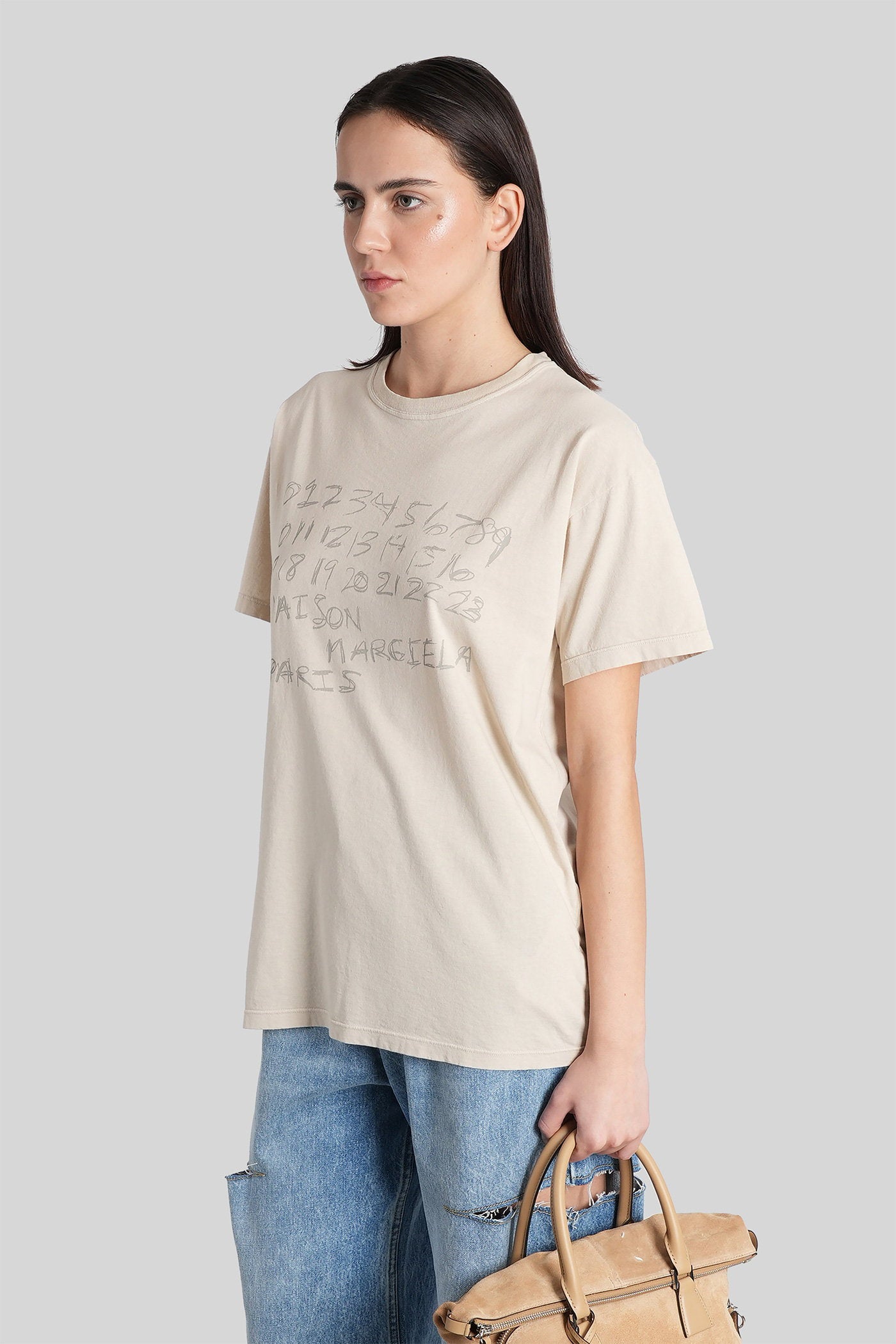 T-Shirt in beige cotton Abbigliamento