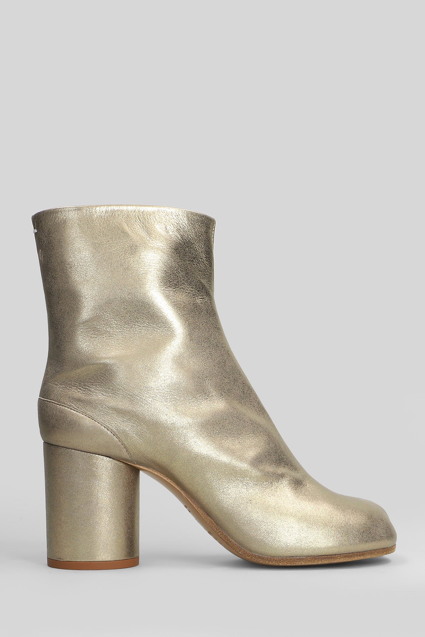 Tabi High heels Ankle boots in gold leather Scarpe