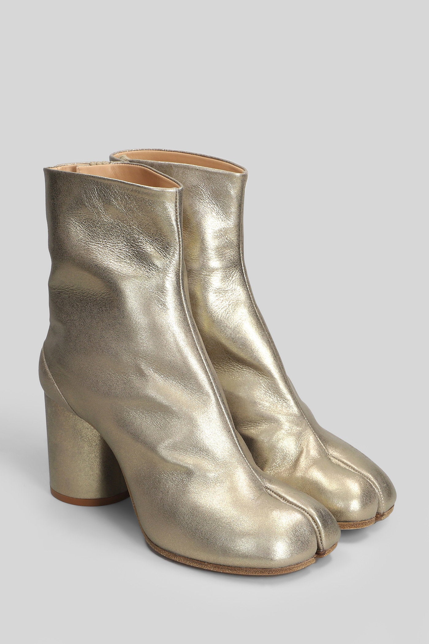 Tabi High heels Ankle boots in gold leather Scarpe