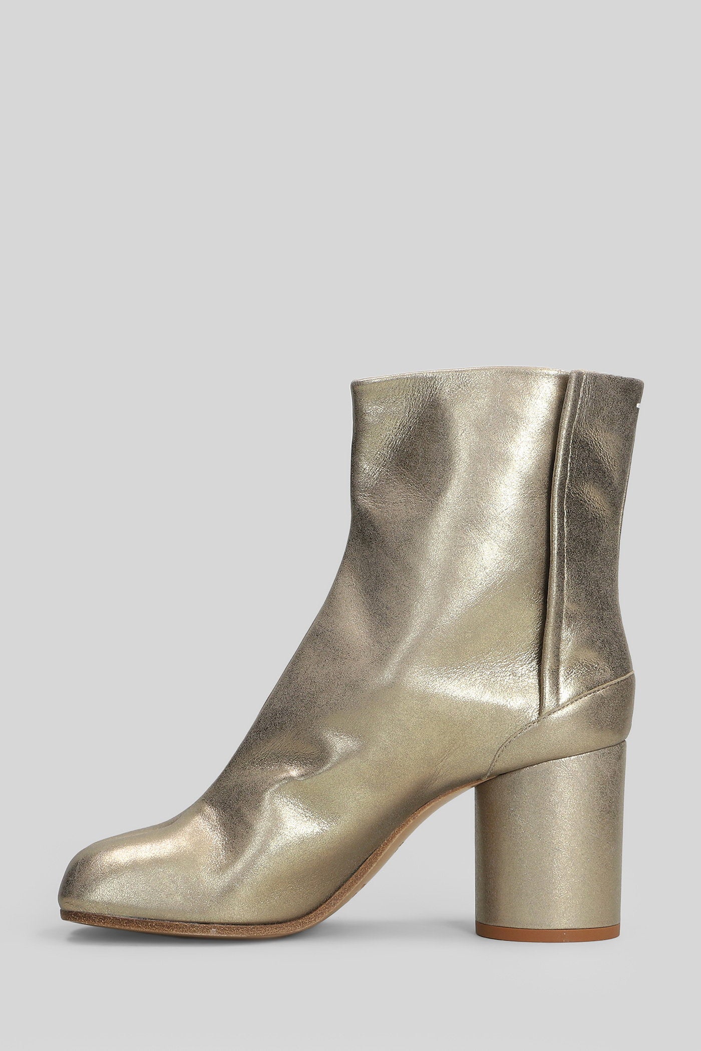 Tabi High heels Ankle boots in gold leather Scarpe