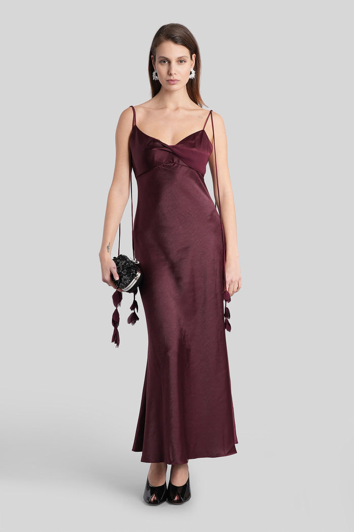 Long Dress In Bordeaux Polyester Abbigliamento